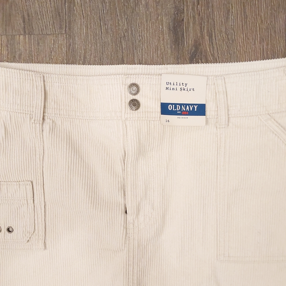 Old Navy White Utility Mini Skirt Women's Size 16 Reissue - Brand New Tags - Picture 4 of 6